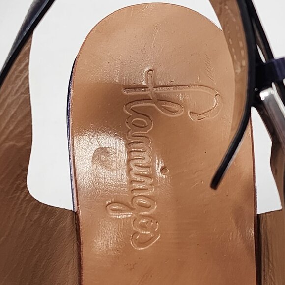 FLAMINGOS Trendy Metallic Blue Leather Platform Wedge Sandal - Picture 10 of 11